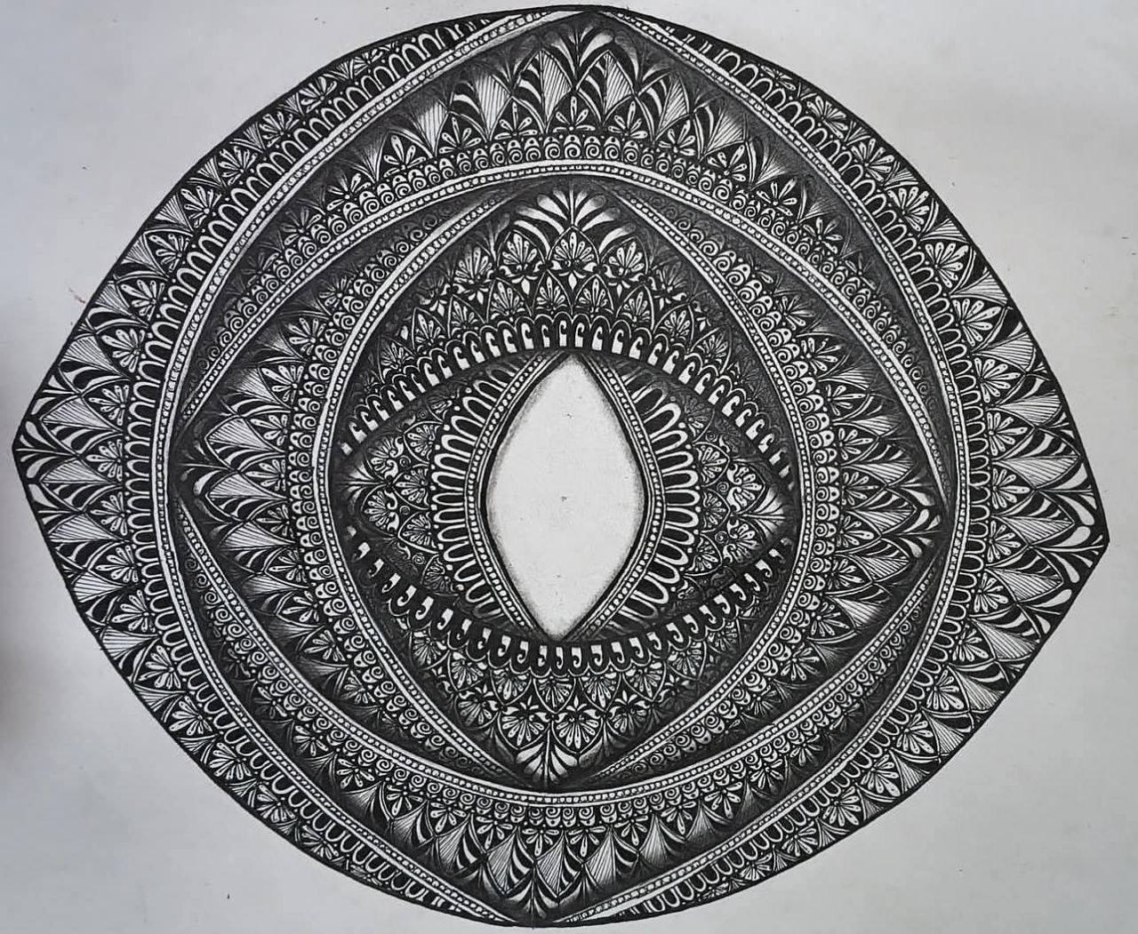 Eye shaped pen mandala artwork